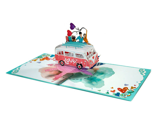 Love Van Couple Travelling 3D Pop Up Card