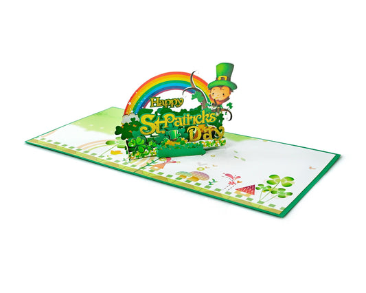 St. Patrick's Day 3D Pop Up Card - Leprechaun & Rainbow