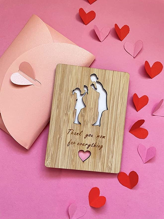 Thank You Mom Wooden Card - Mother's Day Gift