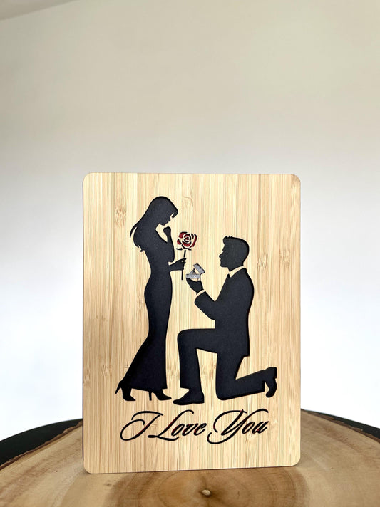 I Love You Wooden Card - Engagement Gift