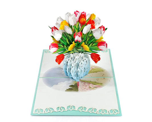 Tulip Basket 3D Pop Up Card - Spring Collection