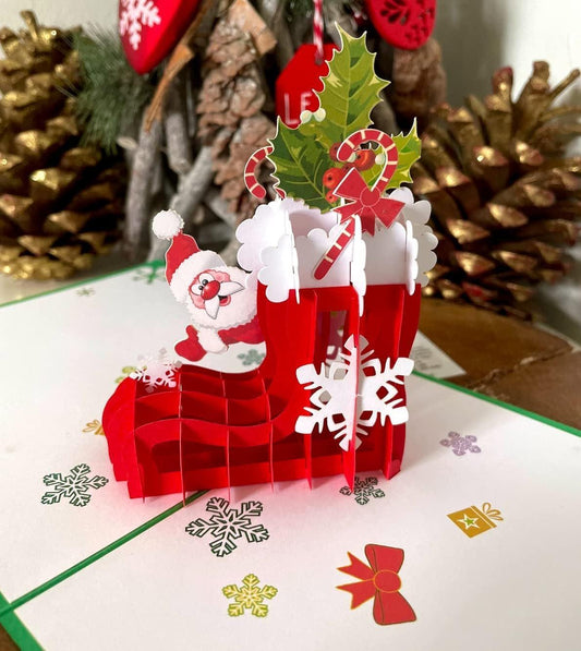 Santa Claus Red Gift Stocking 3D Pop Up Card