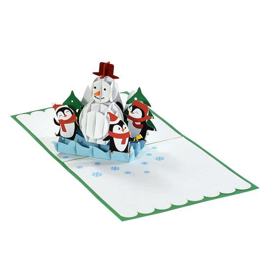 Snowman and Penguins 3D Christmas Pop Up Card
