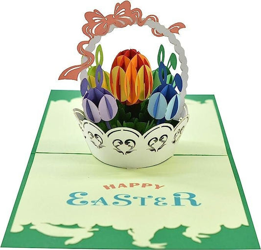 Happy Easter Bunny Basket 3D Pop Up Card