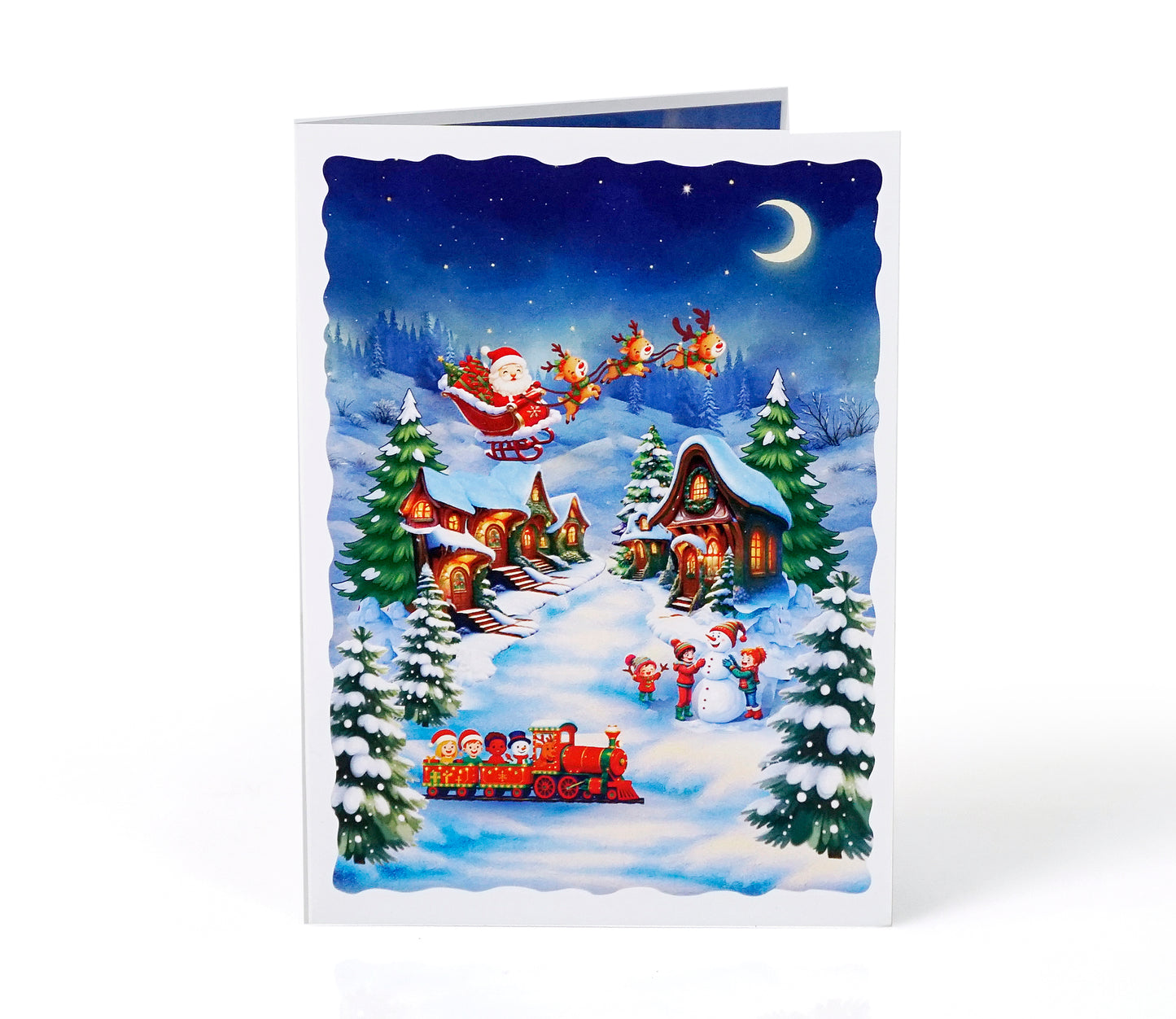 3D Pop Up Christmas Village Card | Santa Sleigh Keepsake Card