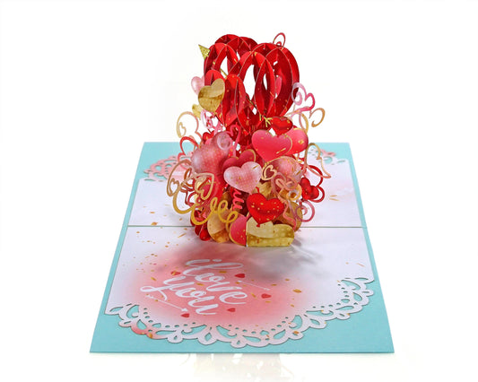 I Love You Balloons 3D Pop Up Card