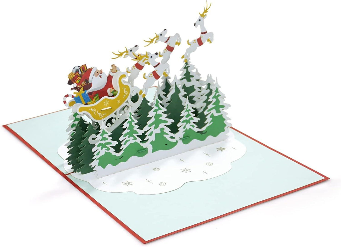 Santa Claus Sleigh and Reindeer 3D Pop Up Card