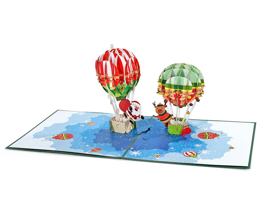 Santa Reindeer Air Balloons 3D Pop Up Card