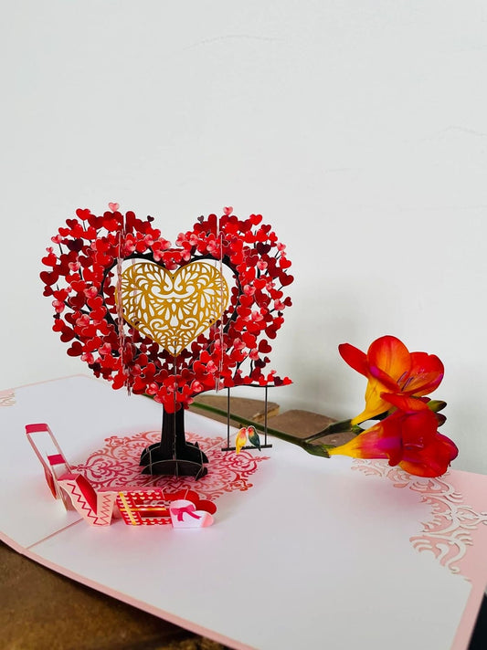 Love Birds in Love Tree 3D Pop Up Card