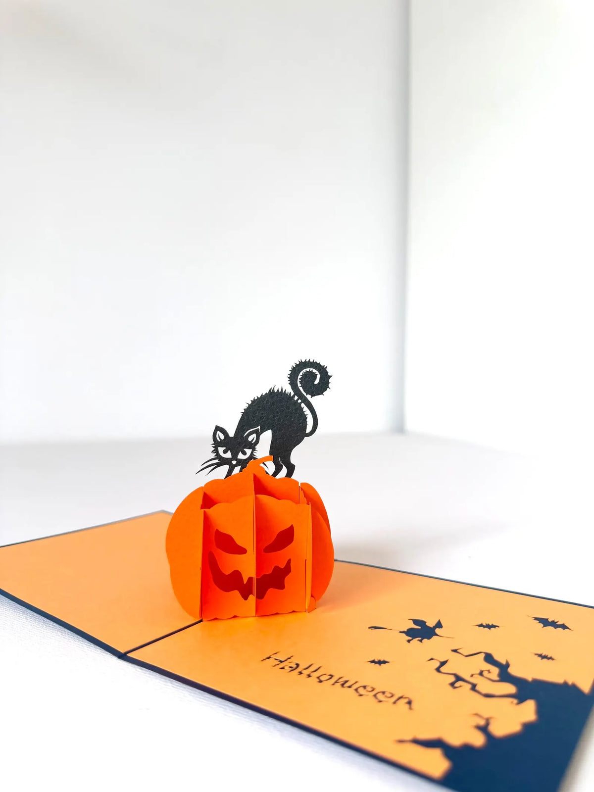 Halloween Pumpkin Black Cat 3D Pop Up Card