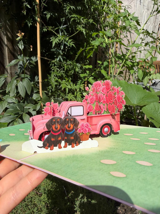 Dachshund Couple Love 3D Pop Up Card