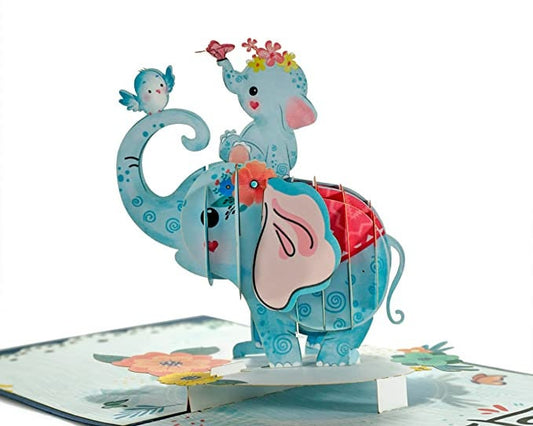 Elephant Mommy and Baby 3D Pop Up Card - Mother's Day