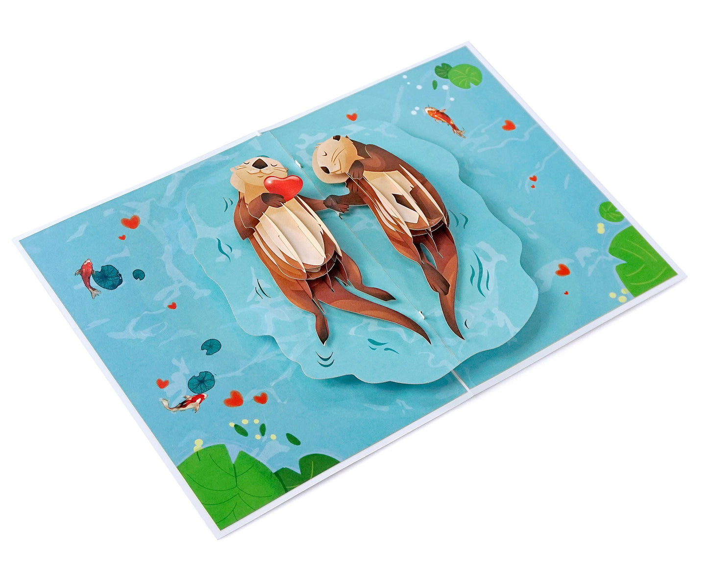 Cute Otter Couple Holding Hands 3D Pop Up Card