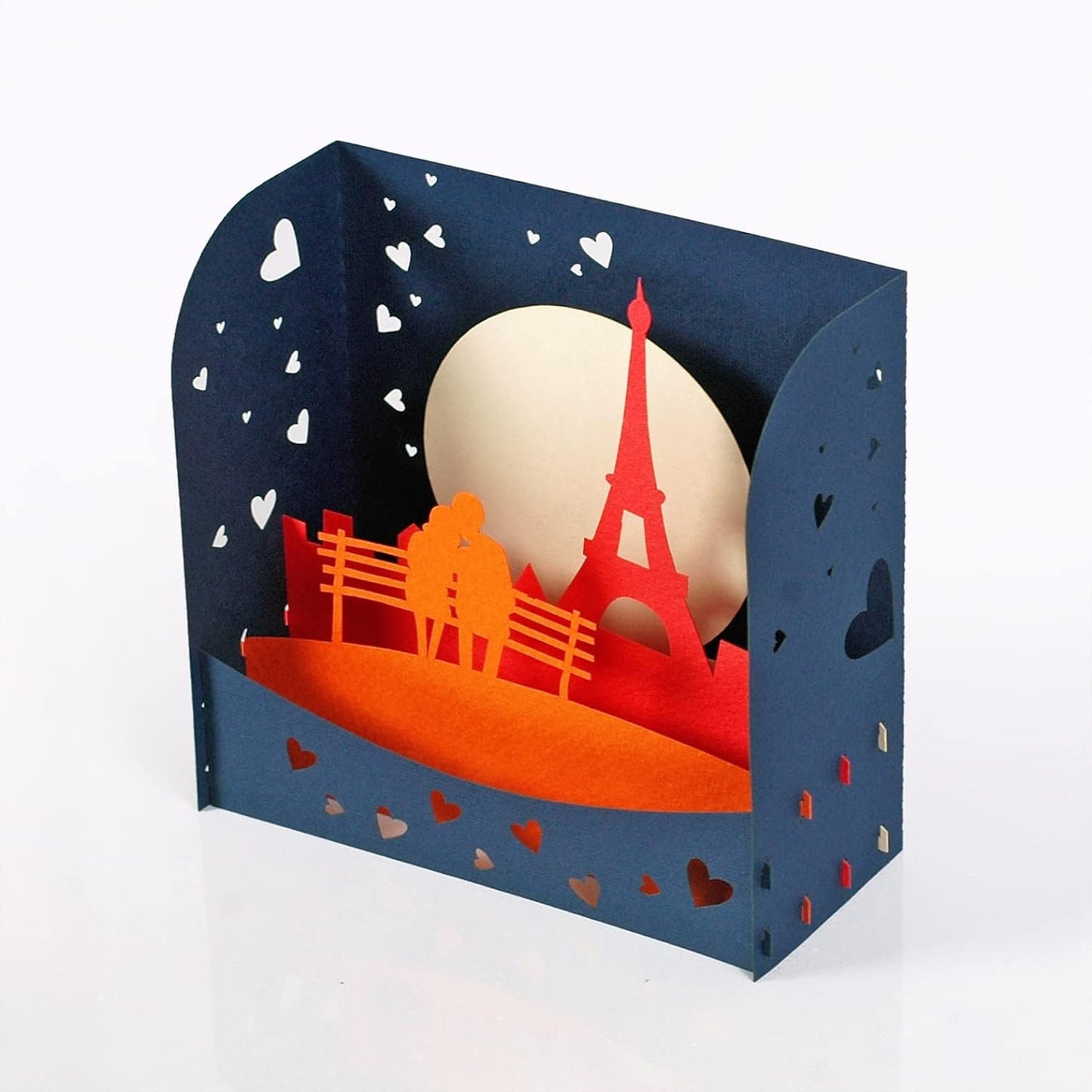 Romantic Eiffel Tower Couple 3D Box Card - Paris Love