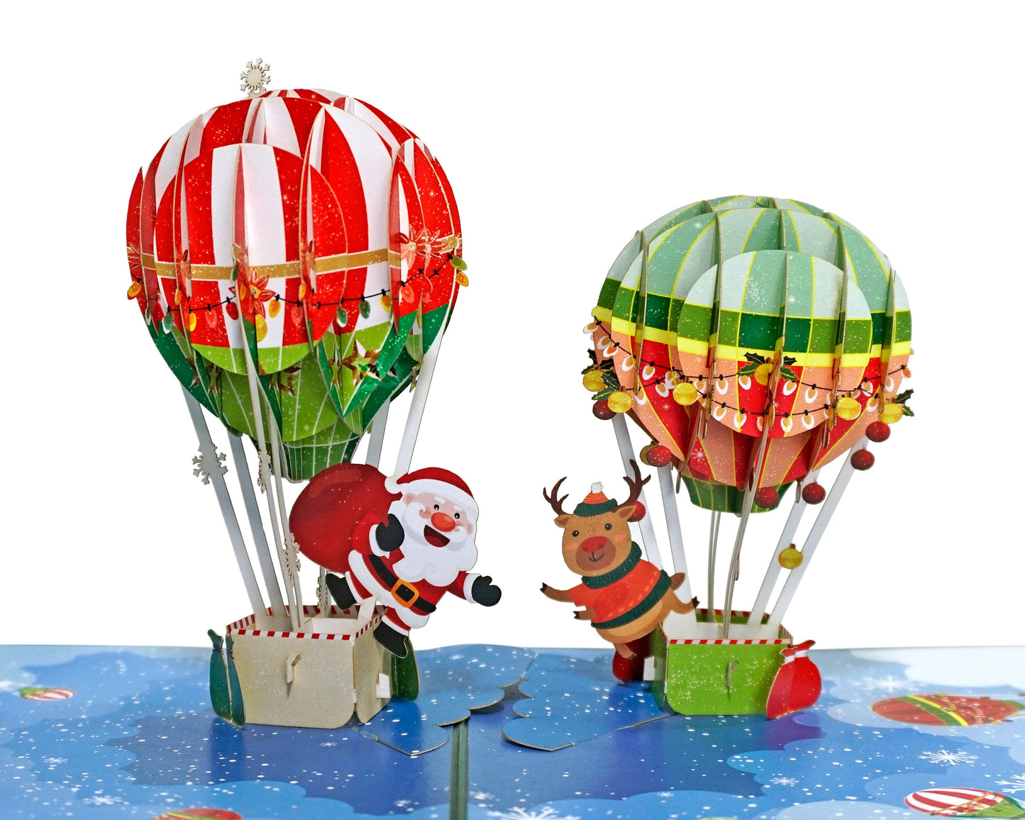 Santa Reindeer Air Balloons 3D Pop Up Card