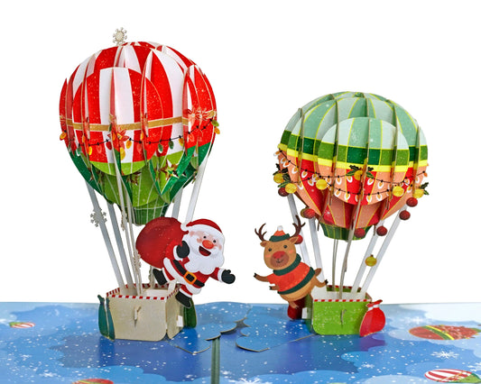 Santa Reindeer Air Balloons 3D Pop Up Card