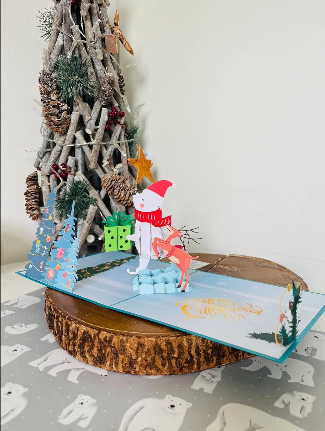 Christmas Bear and Reindeer 3D Pop Up Card