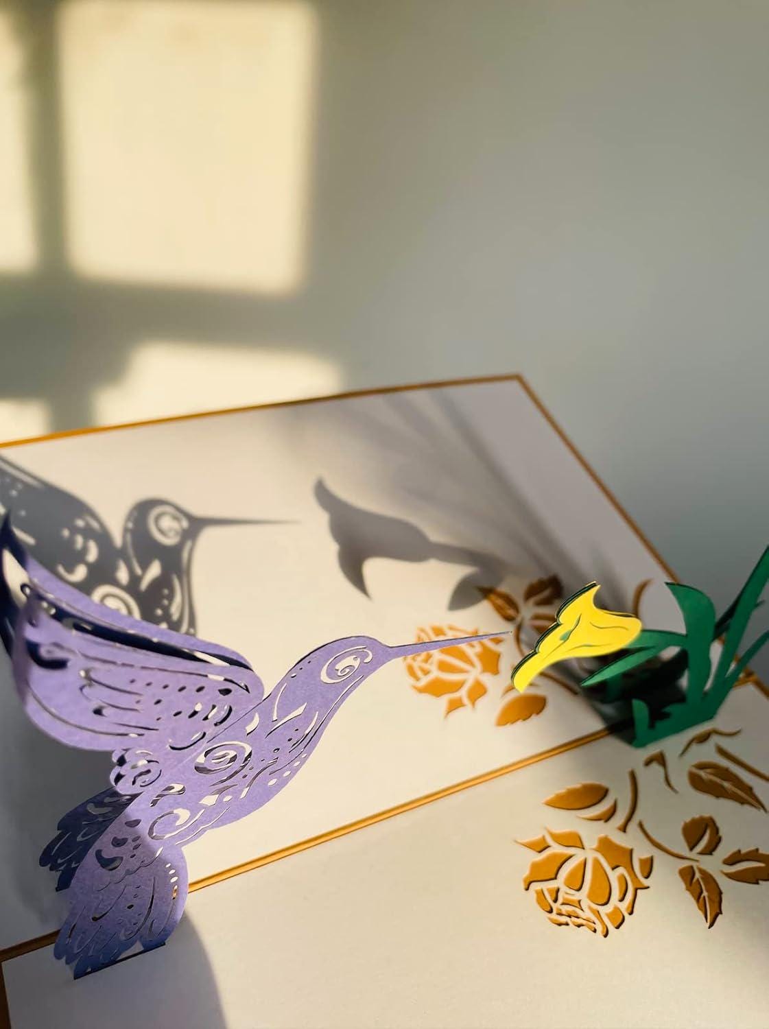 Hummingbird Flower 3D Pop-Up Card - Spring Collection