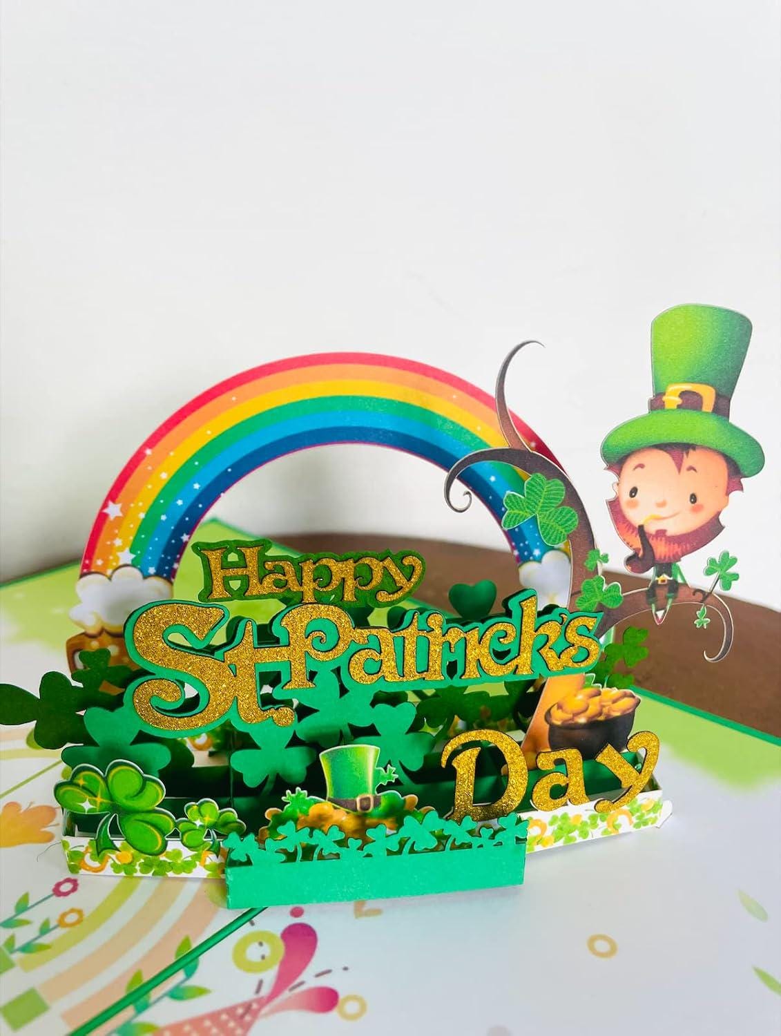St. Patrick's Day 3D Pop Up Card - Leprechaun & Rainbow