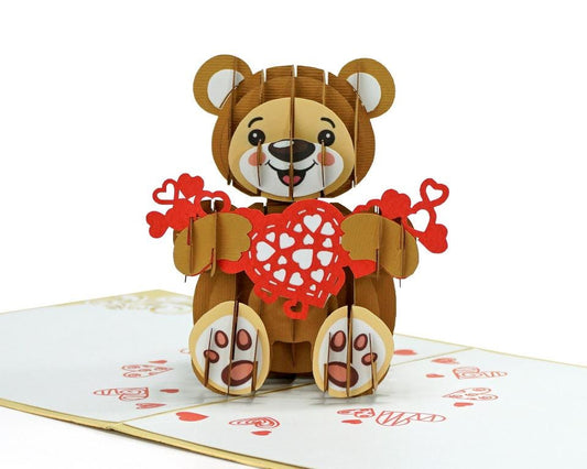 Love Teddy Bear 3D Pop Up Card