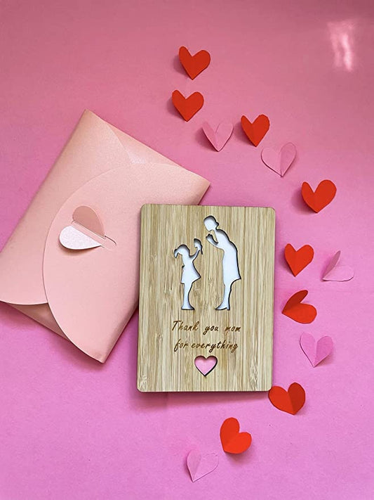 Thank You Mom Wooden Card - Mother's Day Gift