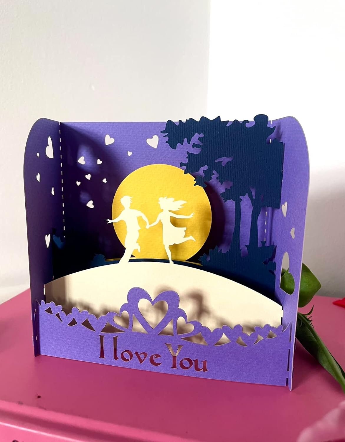 Romantic Couple Moonlight 3D Box Card