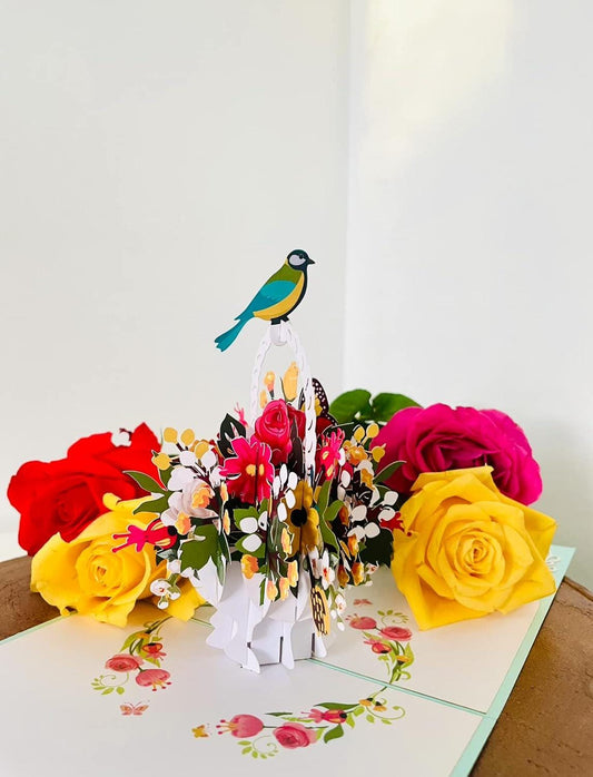 Flower Basket Bird 3D Pop Up Card - Spring Collection