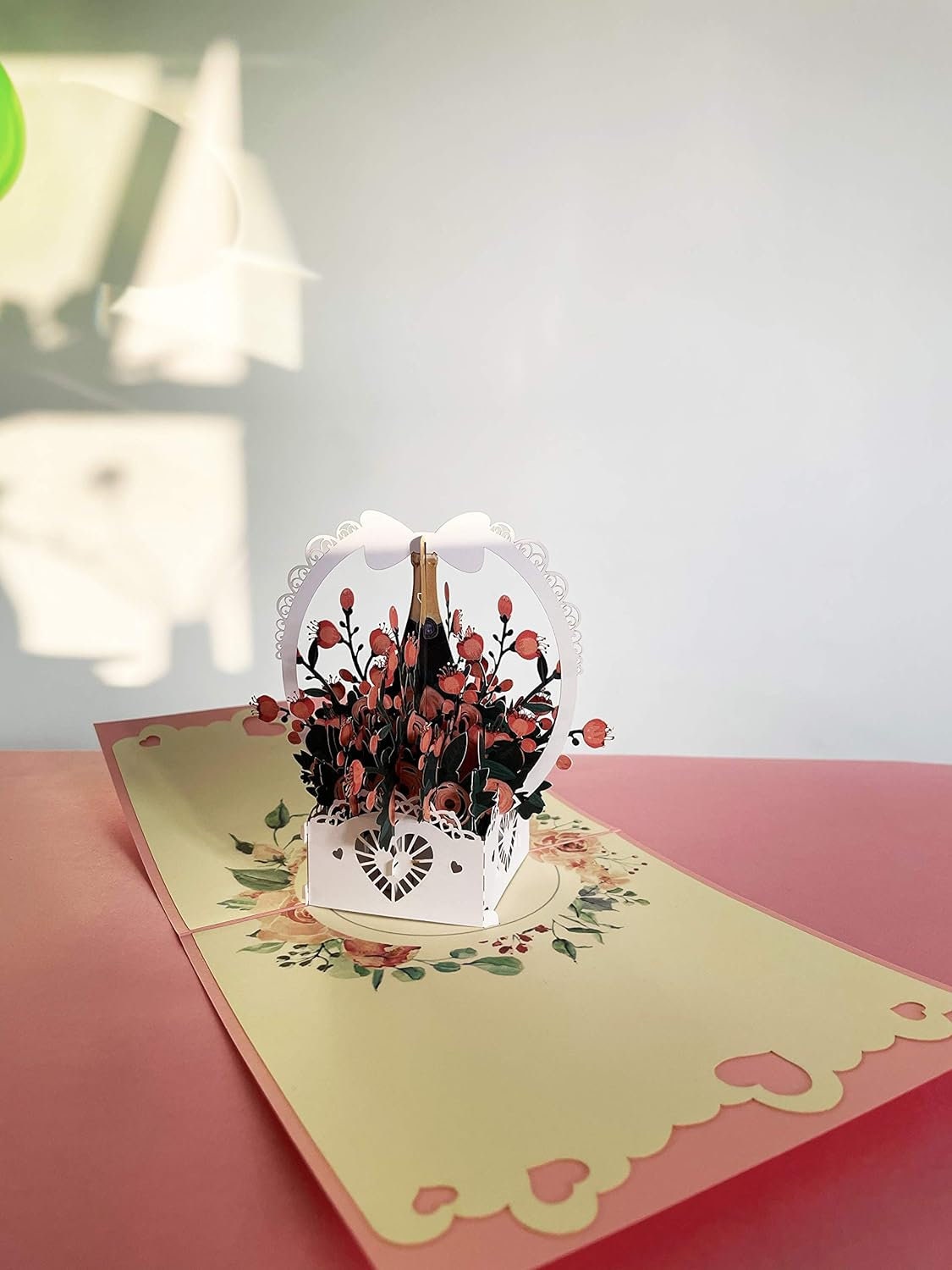 Rose Wine Basket 3D Pop Up Card - Spring Collection