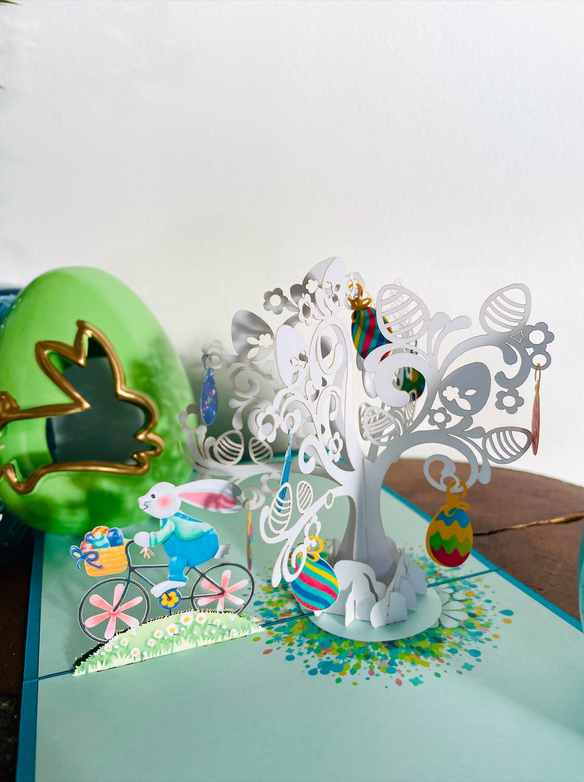 Happy Easter Bunny Bicycle 3D Pop Up Card