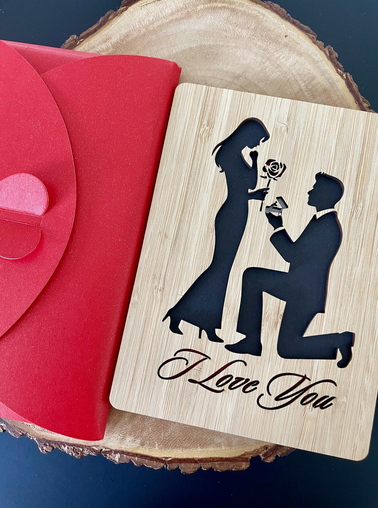 I Love You Wooden Card - Engagement Gift
