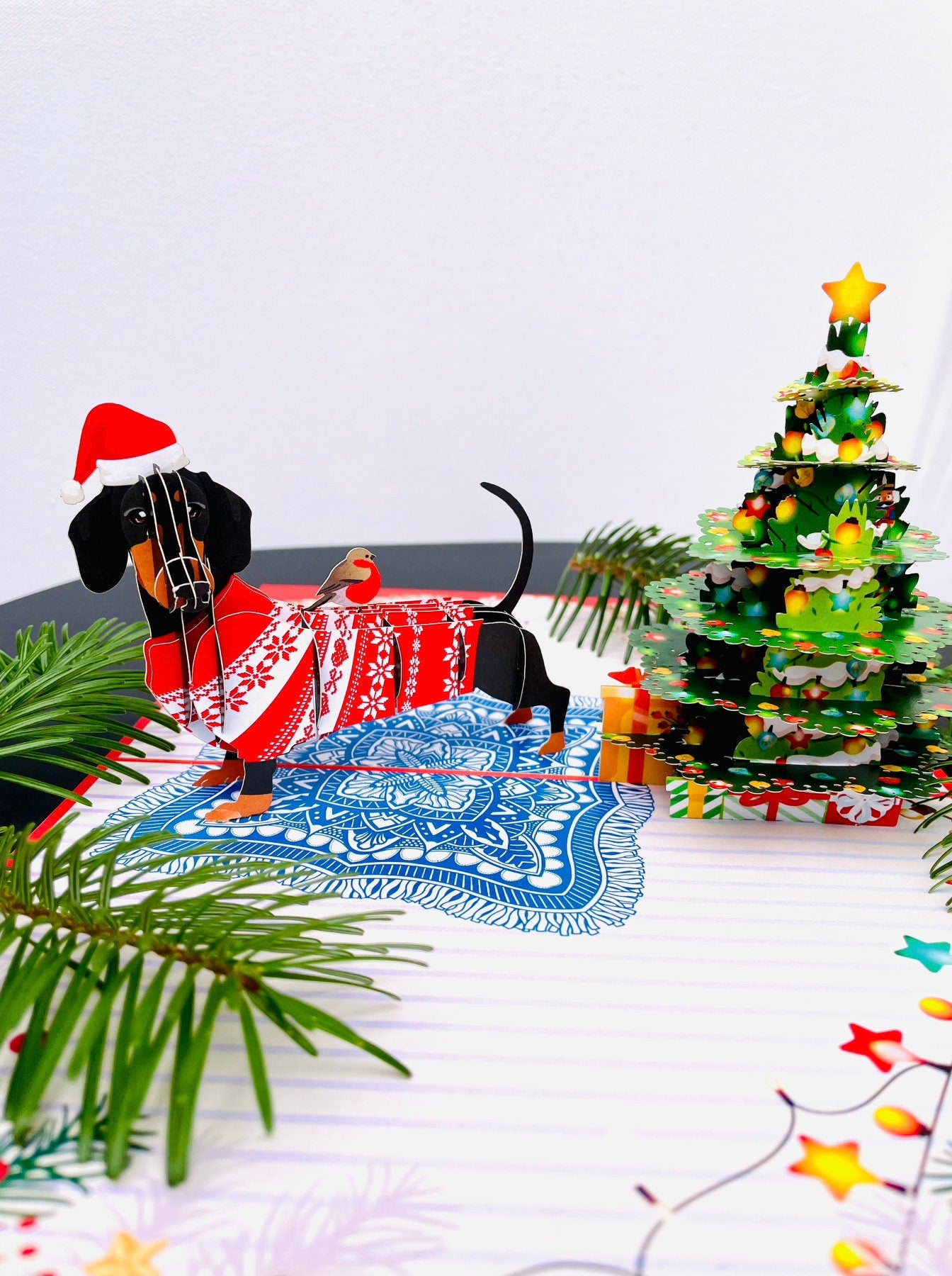 Christmas Dachshund Dog 3D Pop Up Card