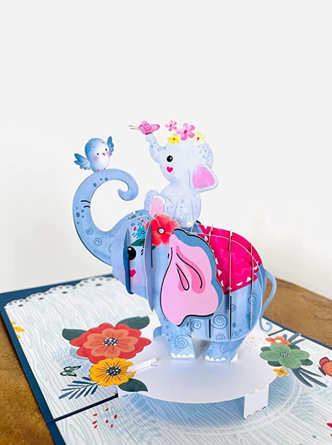 Elephant Mommy and Baby 3D Pop Up Card - Mother's Day