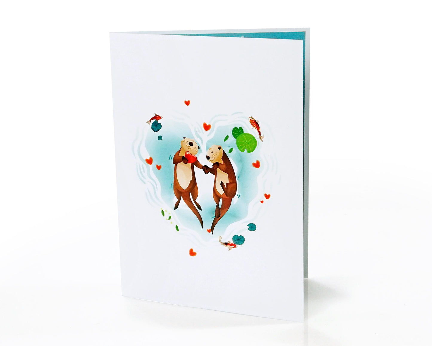 Cute Otter Couple Holding Hands 3D Pop Up Card