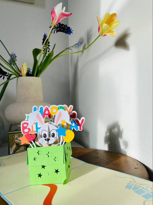 Happy Birthday Bunny Rabbit 3D Pop Up Card