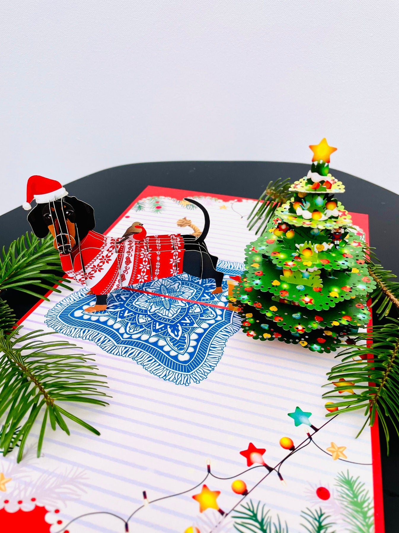 Christmas Dachshund Dog 3D Pop Up Card