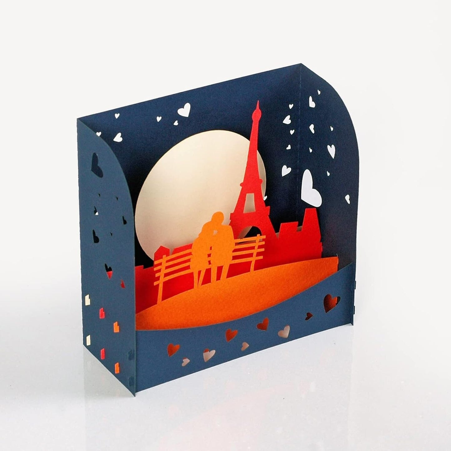 Romantic Eiffel Tower Couple 3D Box Card - Paris Love