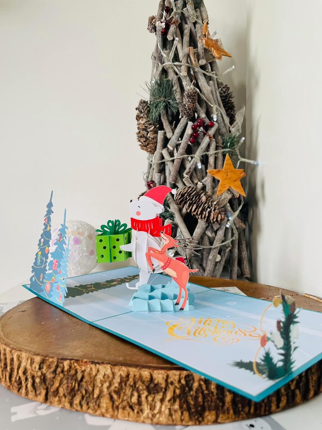 Christmas Bear and Reindeer 3D Pop Up Card