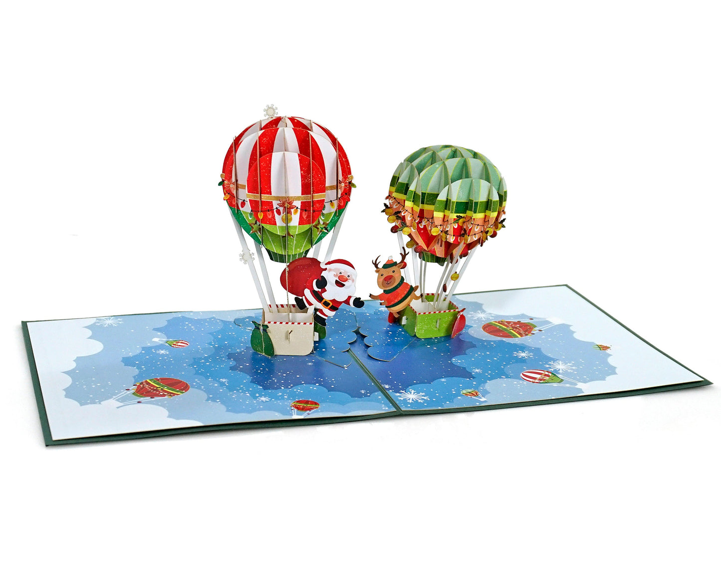 Santa Reindeer Air Balloons 3D Pop Up Card