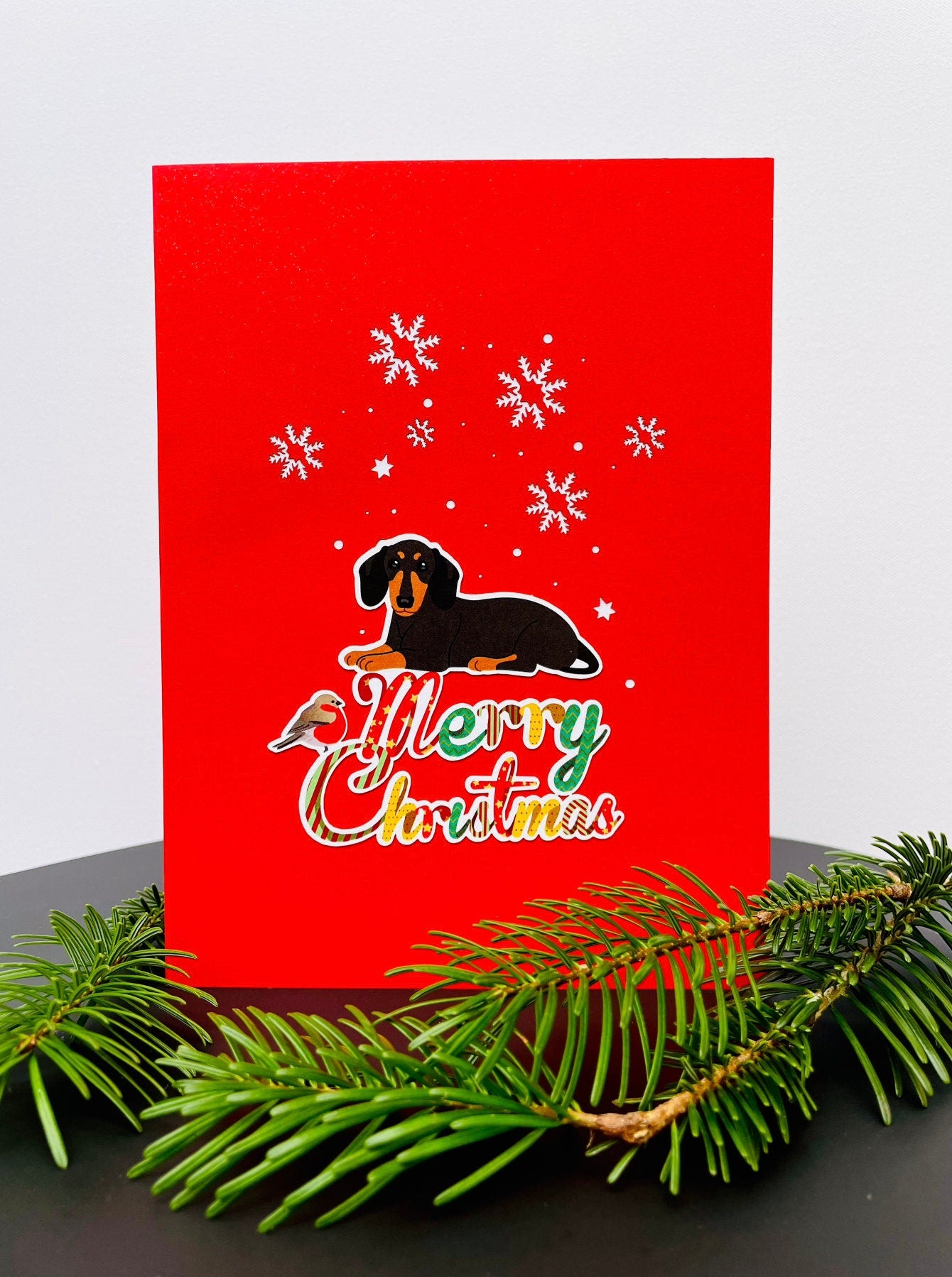 Christmas Dachshund Dog 3D Pop Up Card