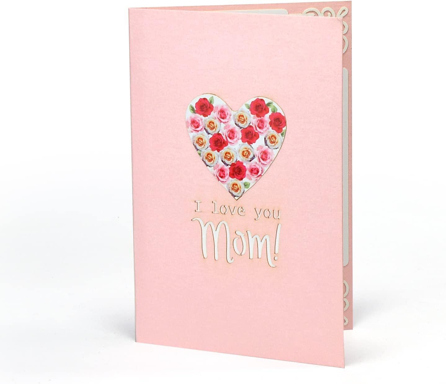 MOM Love Heart 3D Pop Up Card - Mother's Day