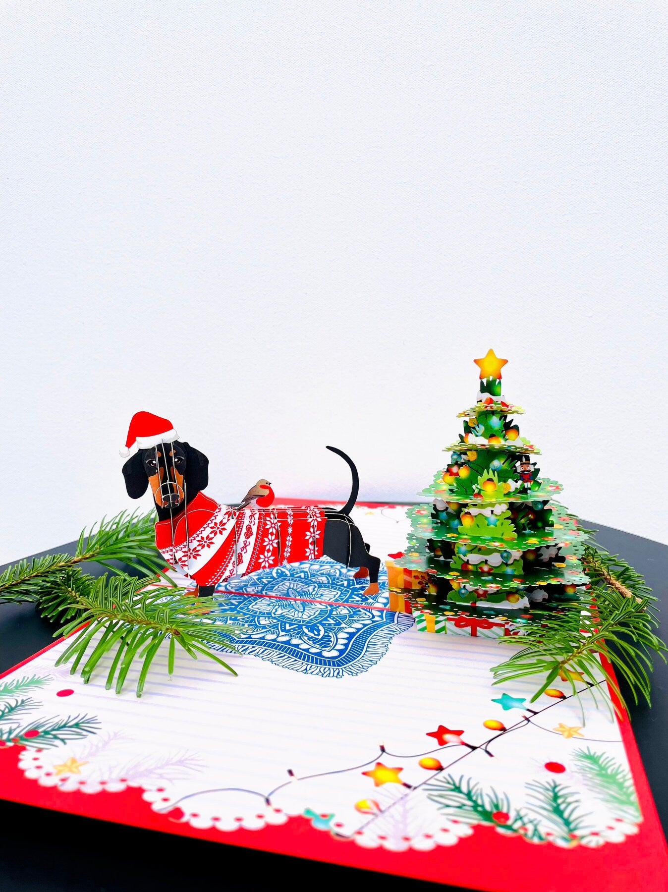 Christmas Dachshund Dog 3D Pop Up Card