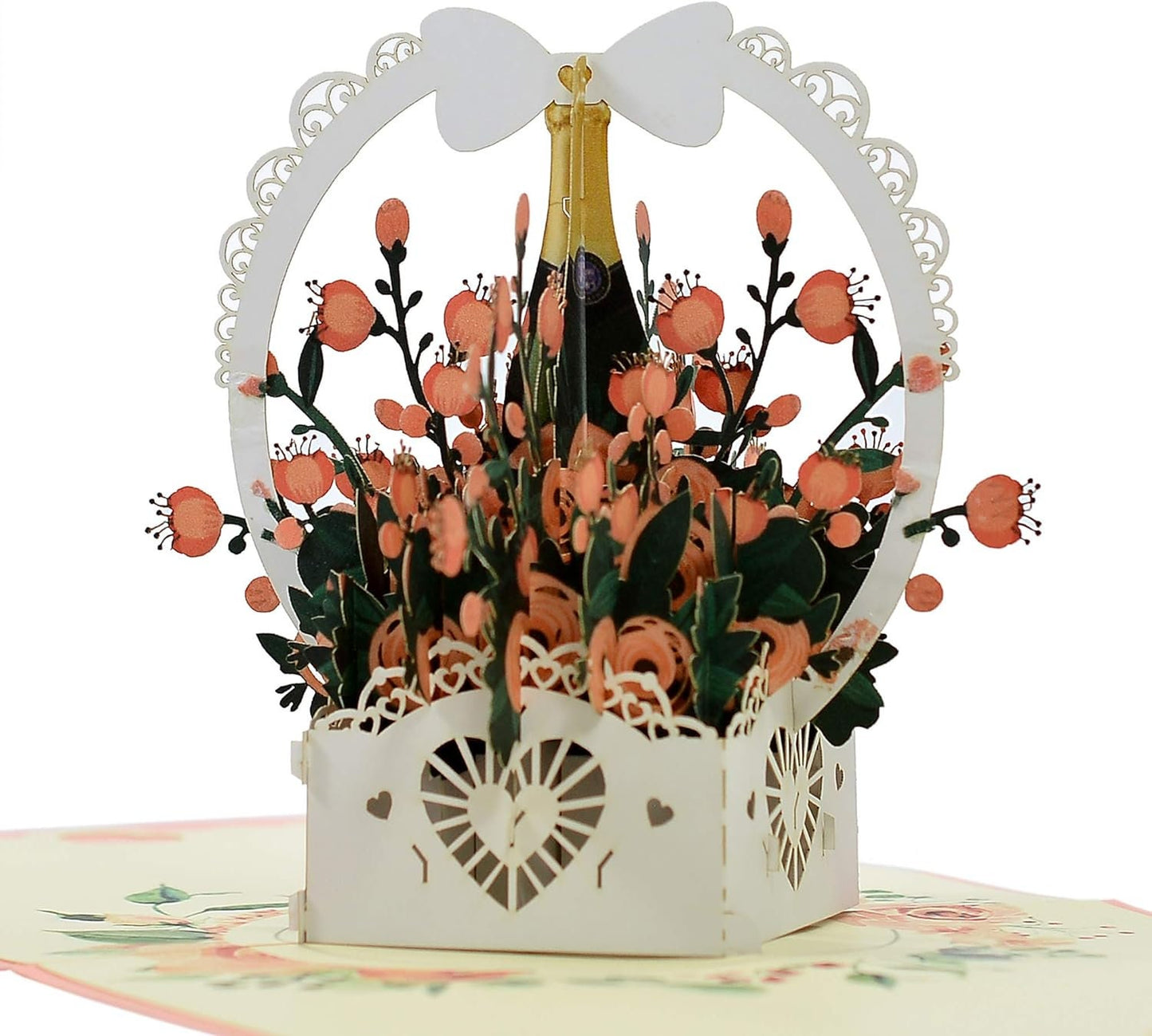 Rose Wine Basket 3D Pop Up Card - Spring Collection