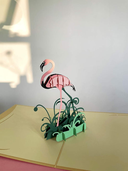Pink Flamingo 3D Pop Up Card - Spring Collection