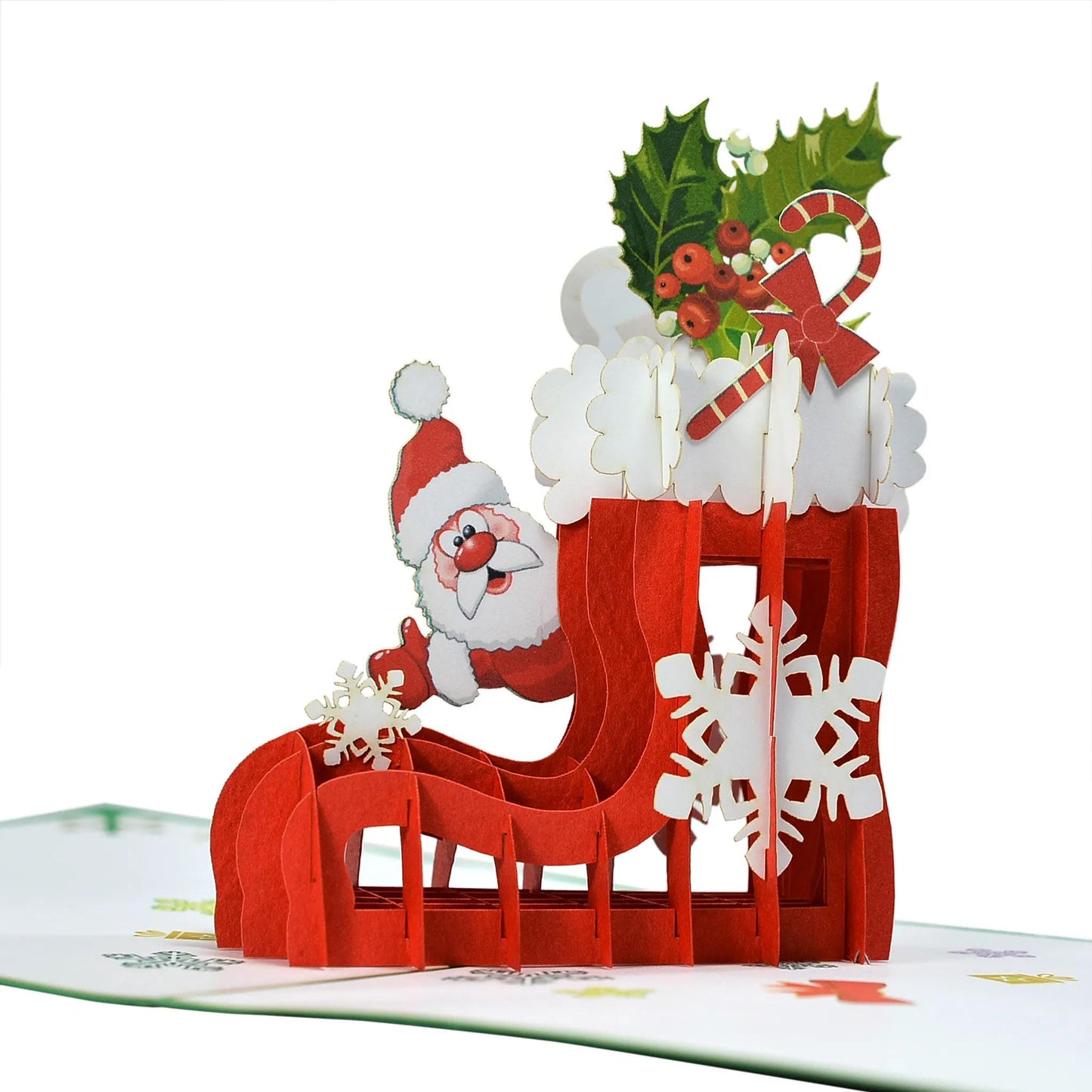 Santa Claus Red Gift Stocking 3D Pop Up Card
