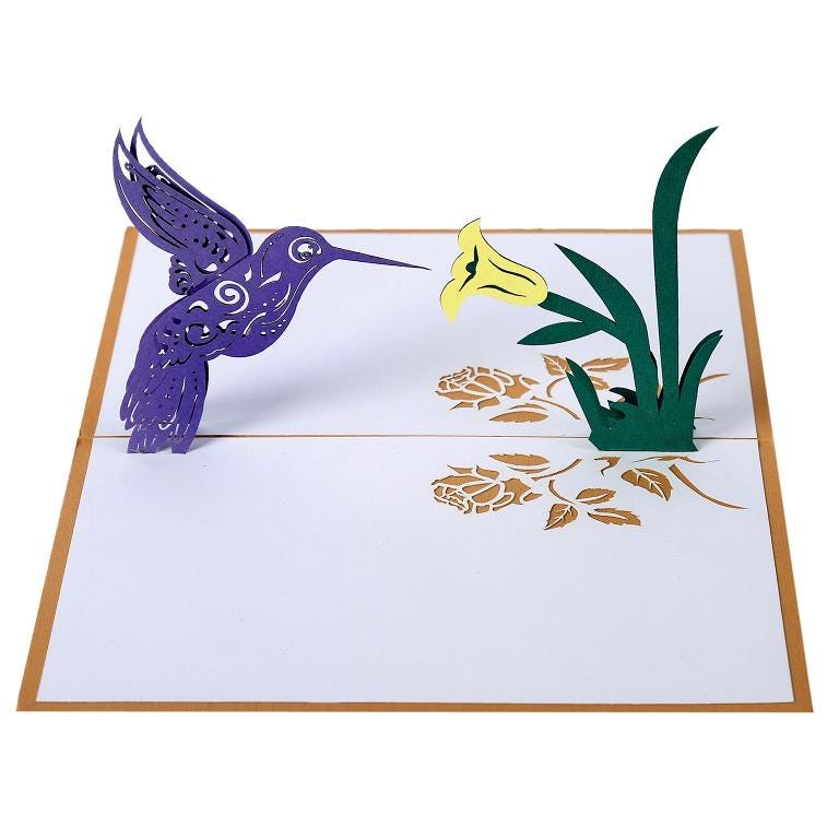 Hummingbird Flower 3D Pop-Up Card - Spring Collection