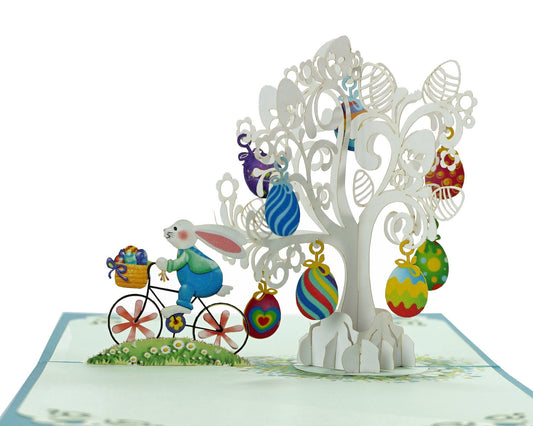 Happy Easter Bunny Bicycle 3D Pop Up Card