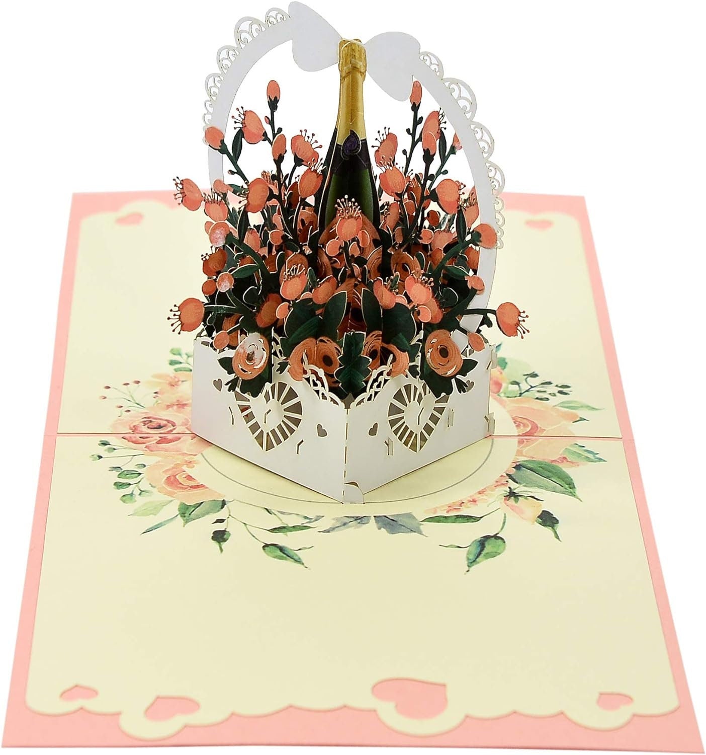 Rose Wine Basket 3D Pop Up Card - Spring Collection