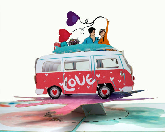 Love Van Couple Travelling 3D Pop Up Card