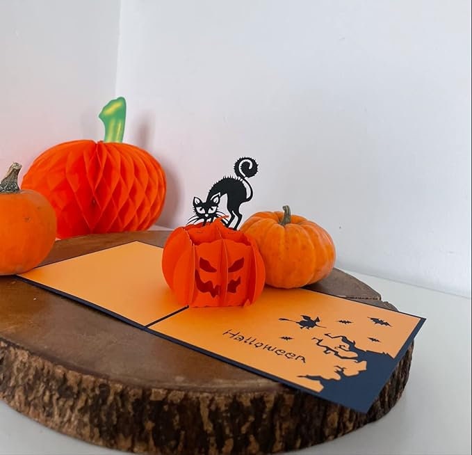 Halloween Pumpkin Black Cat 3D Pop Up Card
