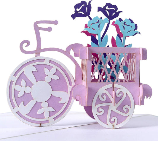Flower Tricycle Basket 3D Pop Up Card - Spring Collection